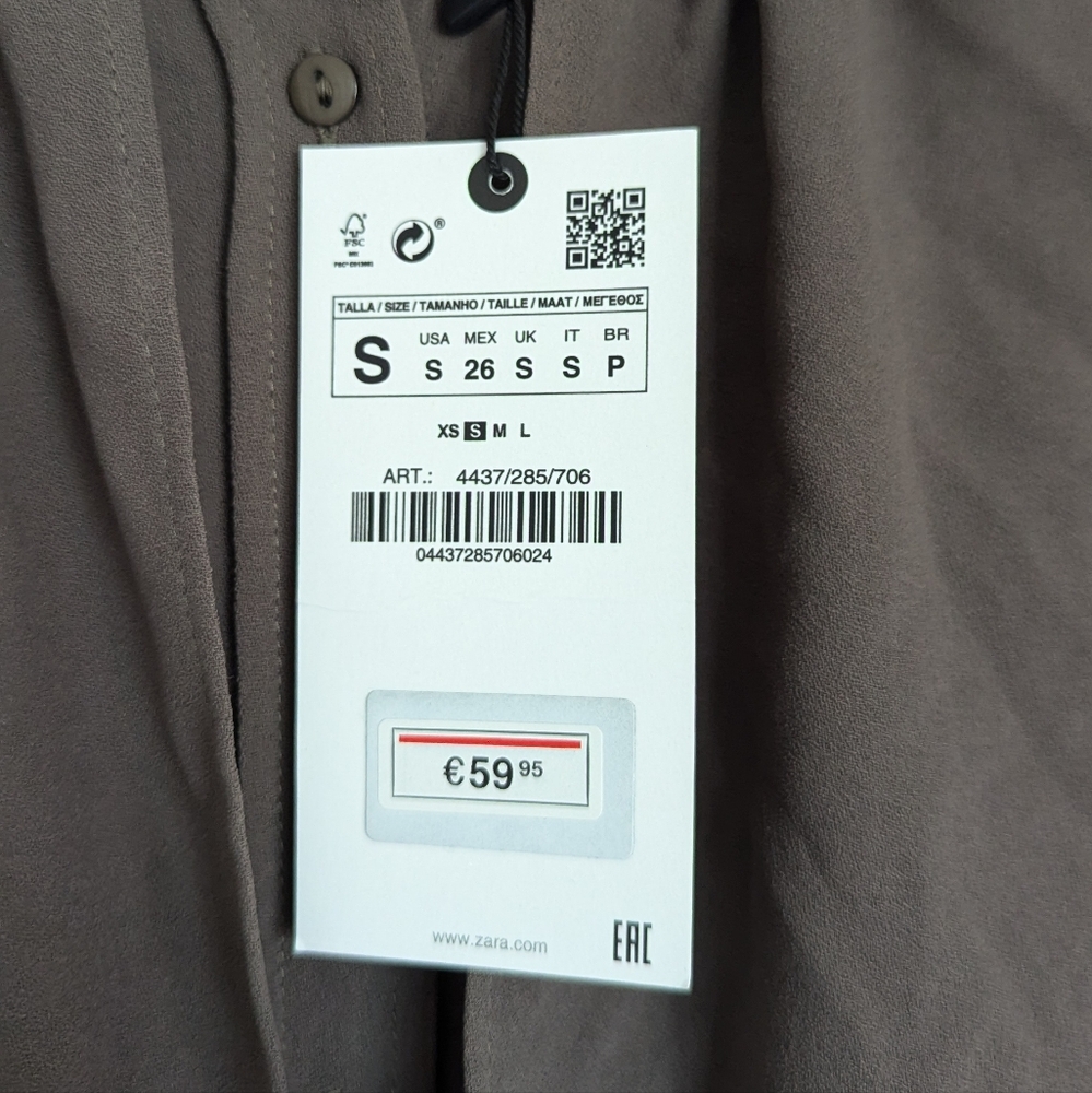 Zara Button Up Dress Olive Green Size Small - Picture 4 of 4